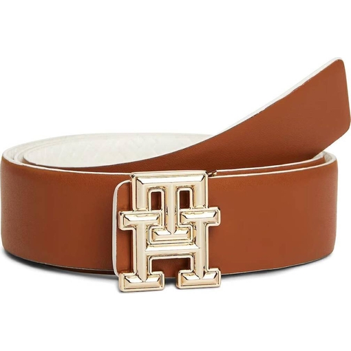 Product Tommy Hilfiger Γυναικεία Μεσαία Ζώνη Reversible Δέρμα με Ανάγλυφο Monogram Λευκή/Καφέ 85cm base image