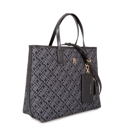 Product Tommy Hilfiger Γυναικεία Μεγάλη Τσάντα Satchel TH Icon Jacquard Μαύρη base image