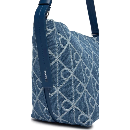 Product Calvin Klein Women's Large Emblem All Over Print Denim Bucket Bag Blue base image