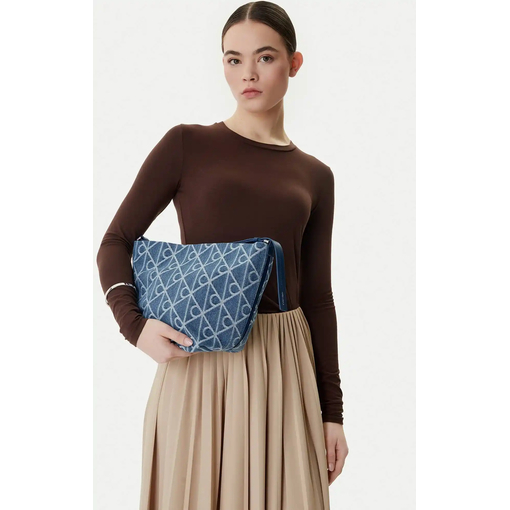 Product Calvin Klein Women's Large Emblem All Over Print Denim Bucket Bag Blue base image