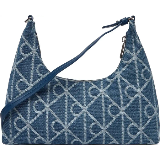 Product Calvin Klein Women's Medium Emblem All Over Print Denim Shoulder Bag Blue base image