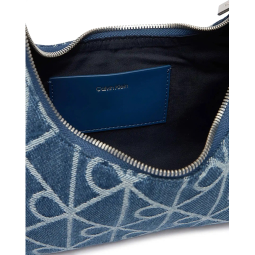 Product Calvin Klein Women's Medium Emblem All Over Print Denim Shoulder Bag Blue base image