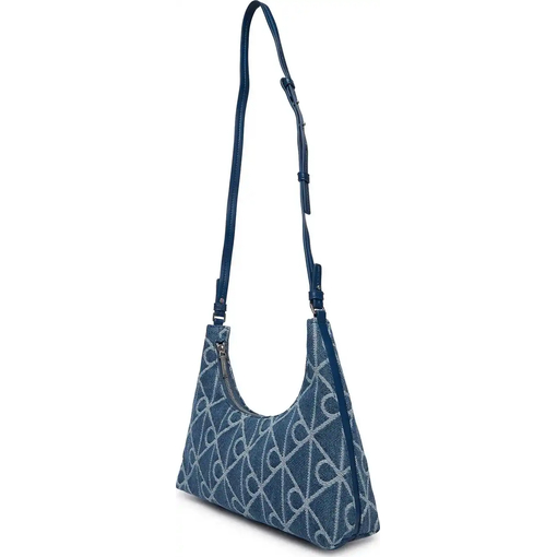 Product Calvin Klein Women's Medium Emblem All Over Print Denim Shoulder Bag Blue base image