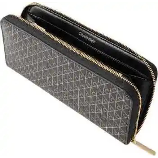 Product Calvin Klein Women's Large Emblem All Over Print Long Zip Around Wallet Black base image