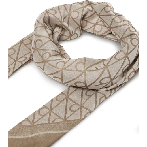 Product Calvin Klein Women's Large Emblem All Over Print Jacquard Square Modal Scarf Desert Taupe Beige base image