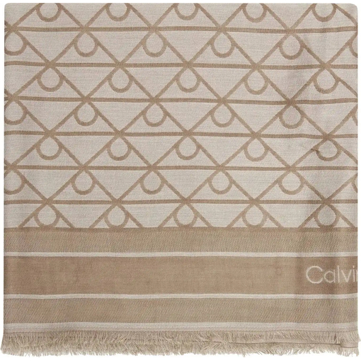 Product Calvin Klein Women's Large Emblem All Over Print Jacquard Square Modal Scarf Desert Taupe Beige base image