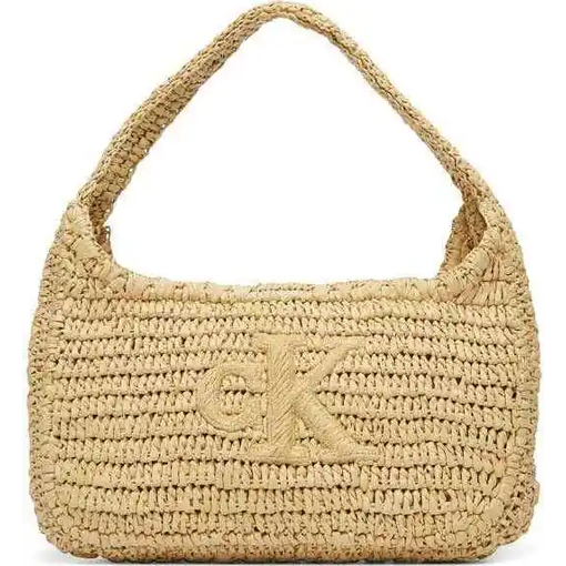 Product Calvin Klein Women's Small Shoulder Bag Bold CK Raffia SM Shoulder Bag Beige base image