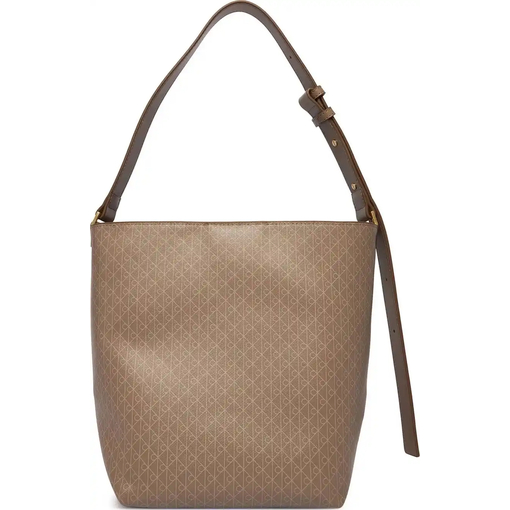 Product Calvin Klein Women's Large Emblem All Over Print Medium Bucket Bag Beige base image