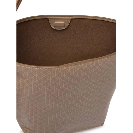 Product Calvin Klein Women's Large Emblem All Over Print Medium Bucket Bag Beige base image