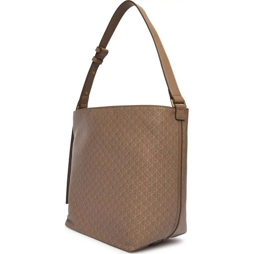 Product Calvin Klein Women's Large Emblem All Over Print Medium Bucket Bag Beige base image