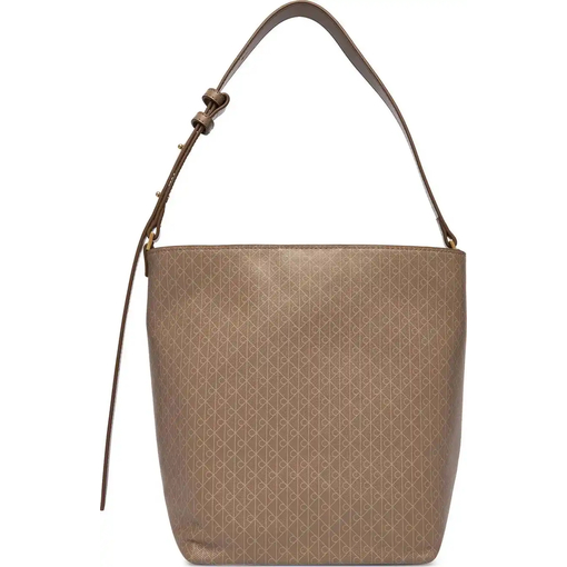 Product Calvin Klein Women's Large Emblem All Over Print Medium Bucket Bag Beige base image