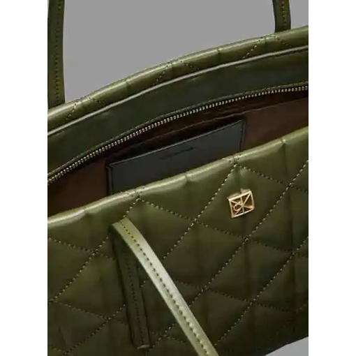 Product Calvin Klein Women's Small Emblem Quilted Tote Bag Green base image
