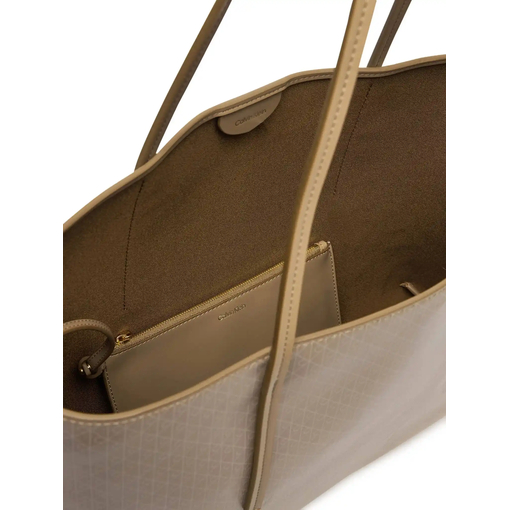 Product Calvin Klein Women's Large Emblem All Over Print Tote With Pouch Beige base image