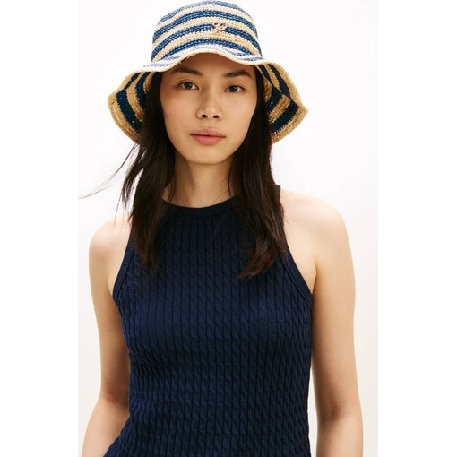 Product Tommy Hilfiger Γυναικείο Μεσαίο Καπέλο Bucket Logo Striped Raffia Μπλε/Μπεζ base image
