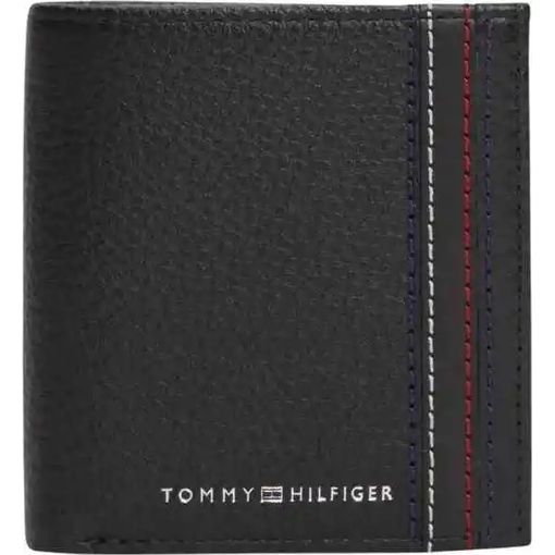 Product Tommy Hilfiger Men's Small Leather Wallet TH Central Trifold Black base image