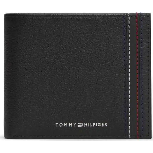 Product Tommy Hilfiger Men's Small Leather Wallet TH Central CC Flap and Coin Flap Bilfold Black base image