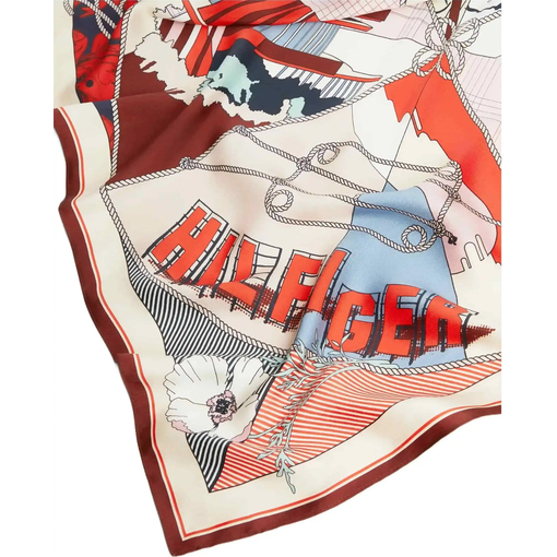 Product Tommy Hilfiger Women's Large Silk Scarf TH Flag Floral Silk Large Square Multicolor base image