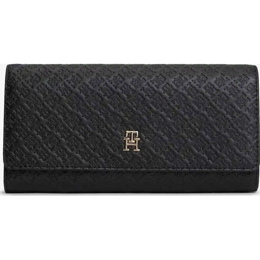 Product Tommy Hilfiger Women's Medium Wallet TH Icon LRG Flap Wallet Mono Black base image