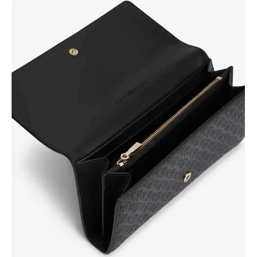 Product Tommy Hilfiger Women's Medium Wallet TH Icon LRG Flap Wallet Mono Black base image