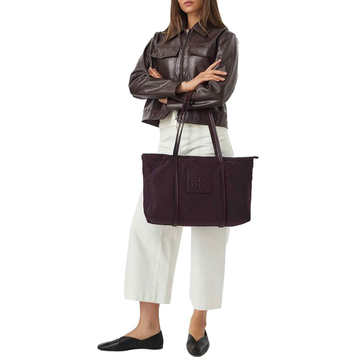 Product Calvin Klein Women's Medium Nylon Tote, Burgundy base image
