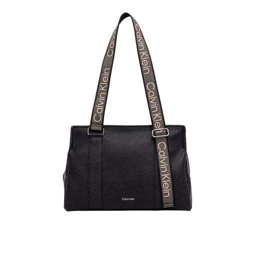 Product Calvin Klein Γυναικεία Μεγάλη Τσάντα Tote Webbing Strap Logo Adjustable Μαύρη Μπεζ base image