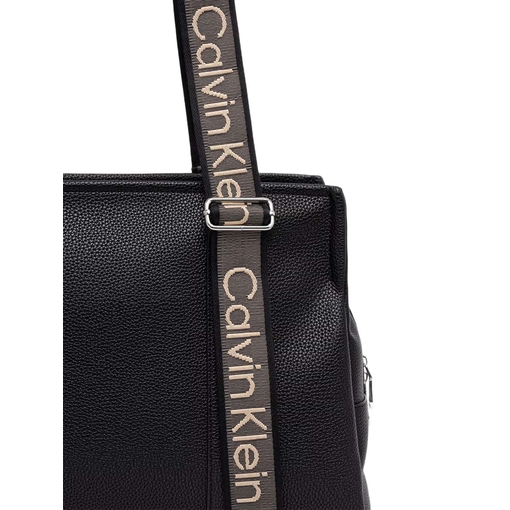 Product Calvin Klein Γυναικεία Μεγάλη Τσάντα Tote Webbing Strap Logo Adjustable Μαύρη Μπεζ base image
