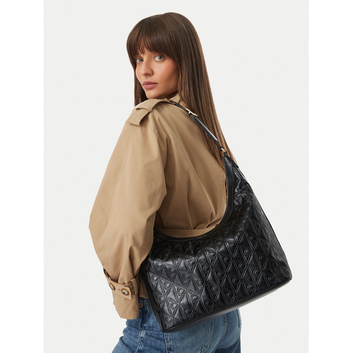 Product Calvin Klein Emblem Aop Debossed Medium Shoulder Bag Μαύρο base image