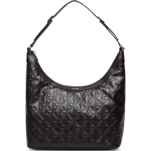 Product Calvin Klein Women's Medium Shoulder Bag Emblem All Over Print Debossed Medium Shbag Brown base image