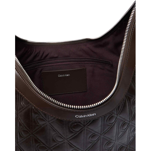 Product Calvin Klein Women's Medium Shoulder Bag Emblem All Over Print Debossed Medium Shbag Brown base image