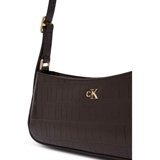 Product Calvin Klein Women's Small CK Croc Small Shoulder Bag, Dark Brown base image