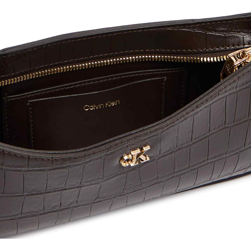 Product Calvin Klein Women's Small CK Croc Small Shoulder Bag, Dark Brown base image