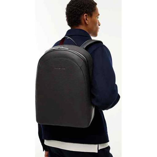 Product Tommy Hilfiger Men's Large Business Saffiano Dome Backpack, Black base image