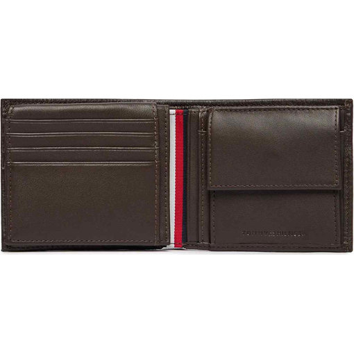 Product Tommy Hilfiger Men's Small Wallet TH Corp CC Flap and Coin, Dark Brown base image