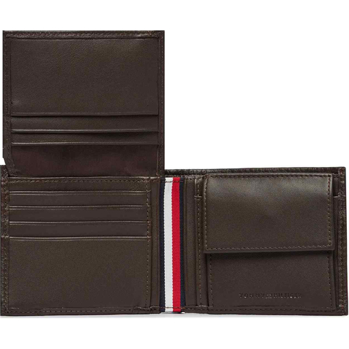 Product Tommy Hilfiger Men's Small Wallet TH Corp CC Flap and Coin, Dark Brown base image