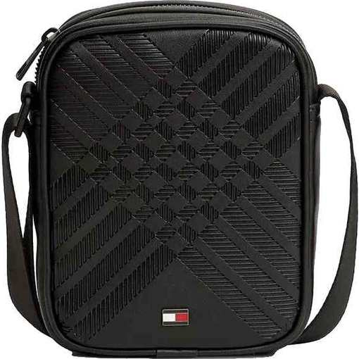 Product Tommy Hilfiger Men's Small TH Corp Texture Mini Reporter Bag, Black base image