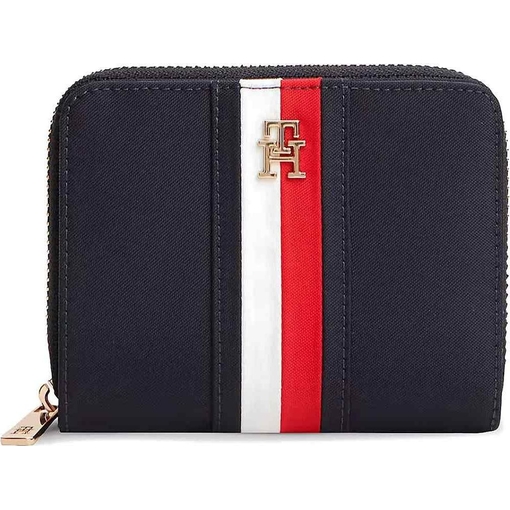 Product Tommy Hilfiger Women's One Size TH Icon Med Zip-Around Wallet with Flap, Nylon Co, Dark Blue base image