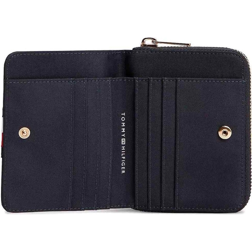 Product Tommy Hilfiger Women's One Size TH Icon Med Zip-Around Wallet with Flap, Nylon Co, Dark Blue base image