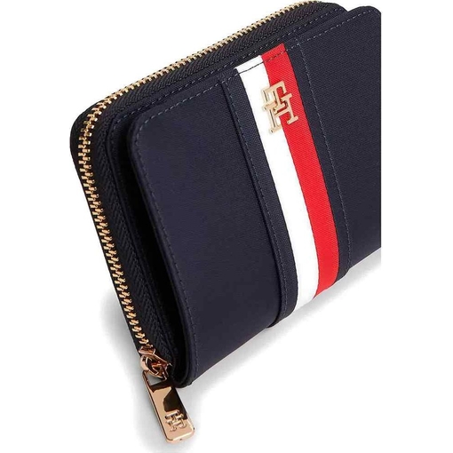 Product Tommy Hilfiger Women's One Size TH Icon Med Zip-Around Wallet with Flap, Nylon Co, Dark Blue base image