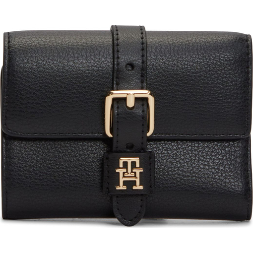 Product Tommy Hilfiger Women's Small TH Buckle Trifold Wallet, Black base image