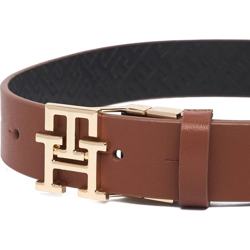 Product Tommy Hilfiger Γυναικεία Μεσαία Ζώνη Διπλής Όψης TH Logo 3.0 Mono Rev Καφέ/Μαύρο 75cm base image