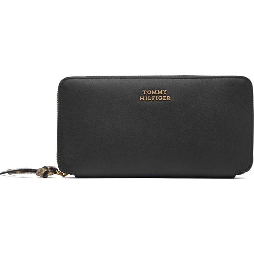 Product Tommy Hilfiger Women's Large TH Leather Zip-Around Wallet, Black base image