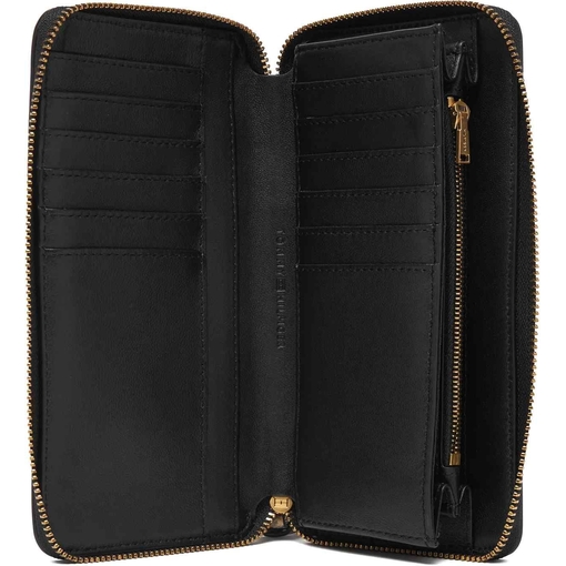 Product Tommy Hilfiger Women's Large TH Leather Zip-Around Wallet, Black base image