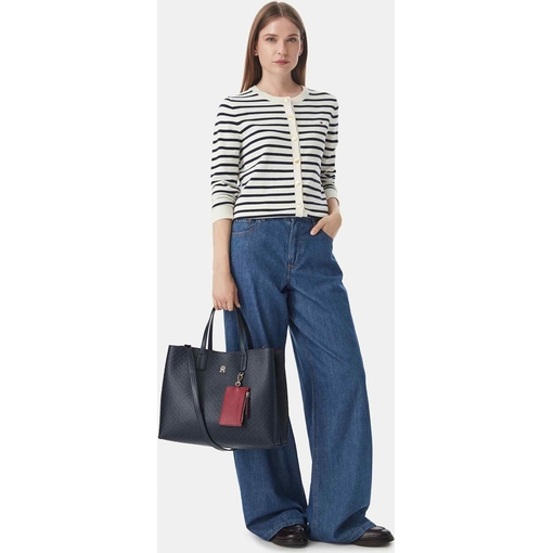Product Tommy Hilfiger Women's Large TH Tote Icon Satchel Monogram Space Blue base image
