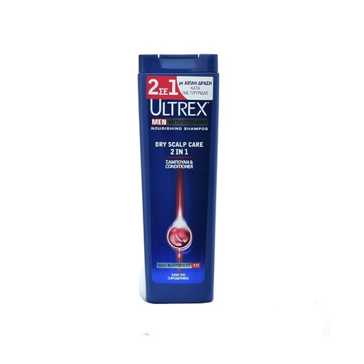 Product Ultrex Men Dry Scalp 2 in 1 Αντιπιτυριδικό Σαμπουάν & Conditioner κατά της Ξηροδερμίας, 360ml base image
