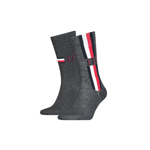 Product Tommy Hilfiger Men Small Stripe Sock 2-Pack Black Middle Grey base image