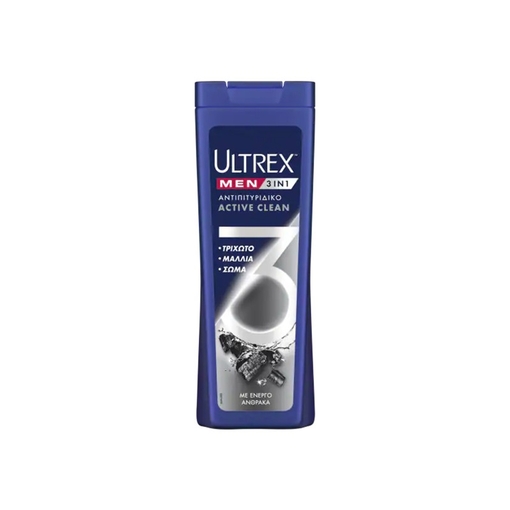 Product Ultrex Men Active Clean 3 Σε 1 Σαμπουάν 360ml base image