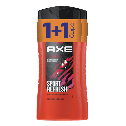 Product Axe Recharge Sport Refresh 3in1 Shower Gel 400ml 1+1 Δώρο base image
