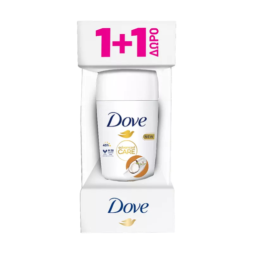 Product Dove Advanced Coconut Roll-on Deodorant 50ml - 1+1 base image