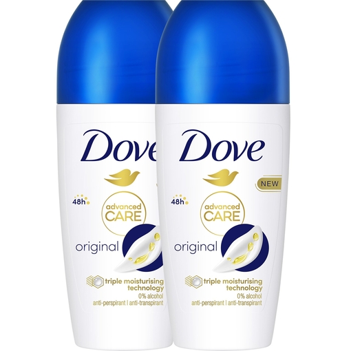 Product Dove Advanced Original Roll-on Deodorant 50ml - 1+1 base image