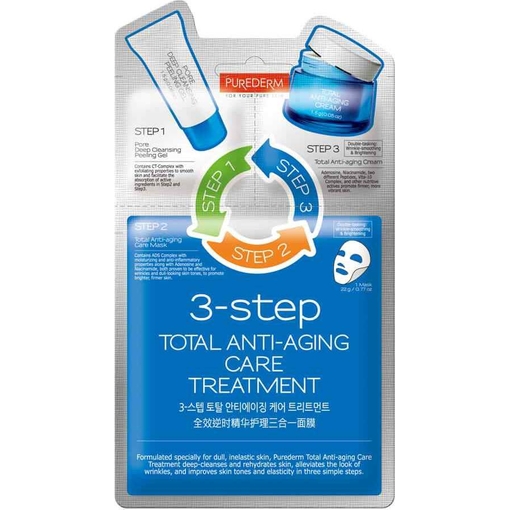 Product Purederm 3-Step Total Anti-Aging Care Treatment Facial Treatment Comprehensive Anti-Aging Facial Treatment 25g base image